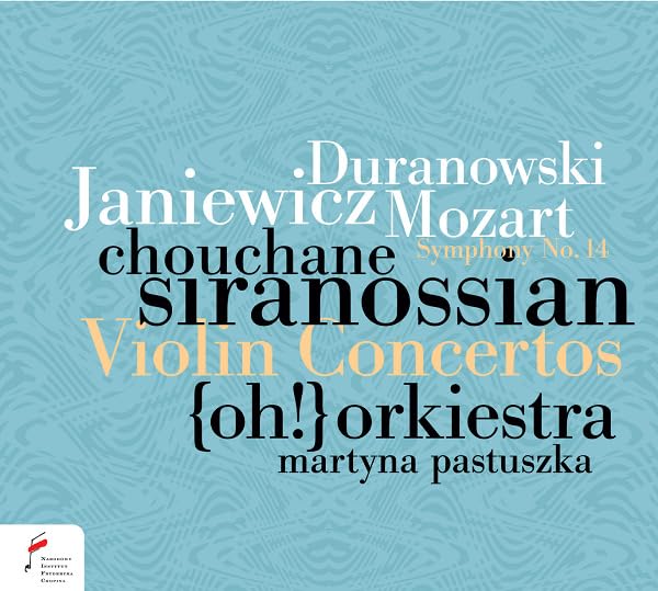 CD cover with composer names and “Violin Concertos” text in blue and gold.