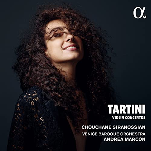CD cover featuring violinist Chouchane Siranossian with text “Tartini”.