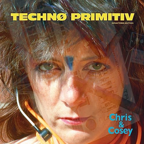 Vinyl album cover featuring a close-up portrait with overlaid graphics.