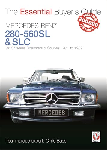 Book cover featuring a blue Mercedes-Benz 280-560SL roadster, 1971-1989.