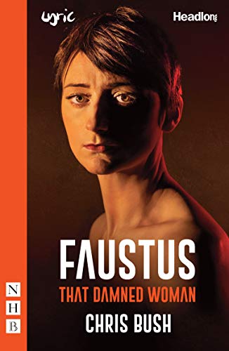 Play cover featuring a woman’s portrait with the title “Faustus.”