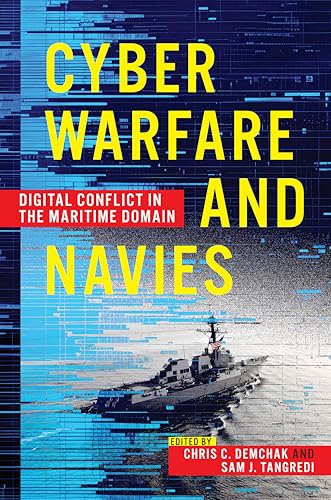 Book cover: “Cyber Warfare and Navies” with a naval ship image.
