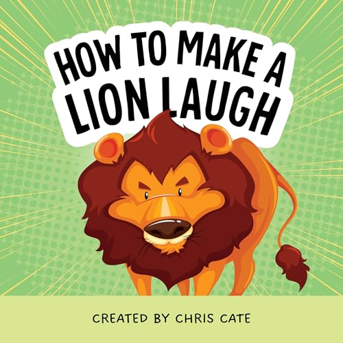 Cartoon lion with a scowling face against a green and white background.