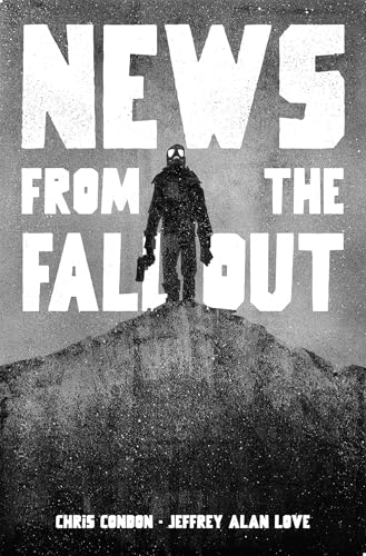 Book cover: "News from the Fallout" depicts a figure on a rubble pile.