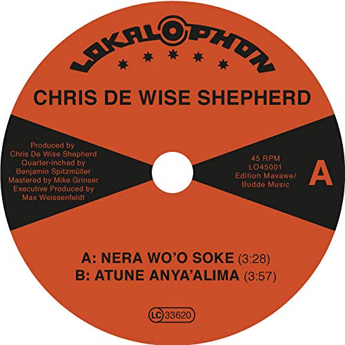 Vinyl record label: Chris De Wise Shepherd - Nera WoO Soke, red and black.