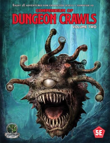 D&D 5E Dungeon Crawls Volume 2 cover with a monstrous, one-eyed creature.