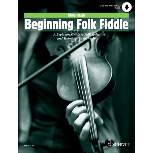 Book cover for Beginning Folk Fiddle showing a person playing a violin.
