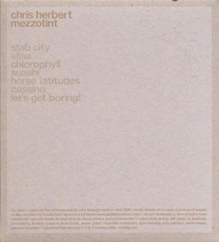 CD cover for Chris Herbert’s “Mezzotint” with textured beige background and tracklist.