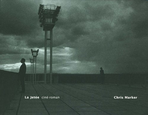 Black and white cover of "La Jetée" featuring a man and tower.