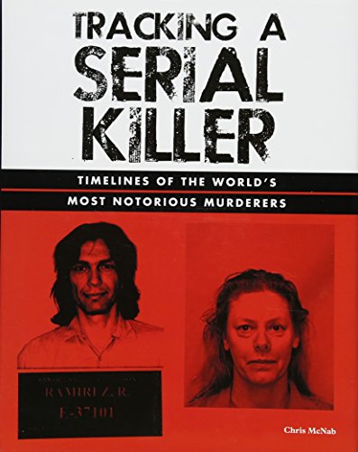 Book cover: "Tracking a Serial Killer" with mugshots of two men.