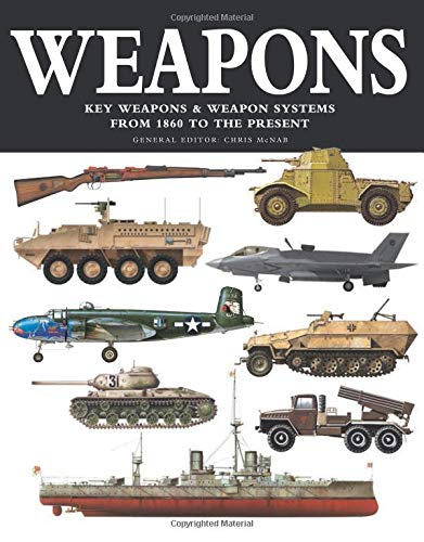 Book cover displaying illustrations of various historical and modern weaponry.