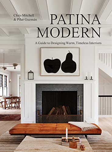 Book cover titled Patina Modern featuring a fireplace, leather bench, and minimalist art.