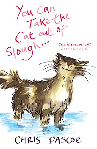 Book cover: watercolor illustration of a cat standing in water.