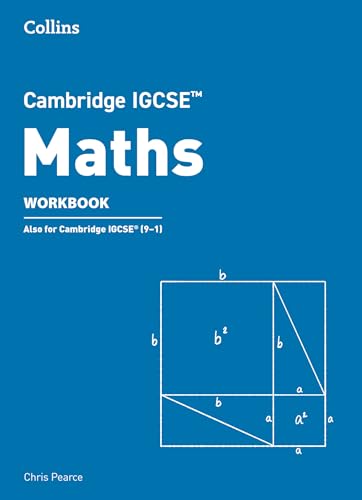 Blue Collins Cambridge IGCSE Maths workbook cover featuring a geometric diagram with algebraic labels.