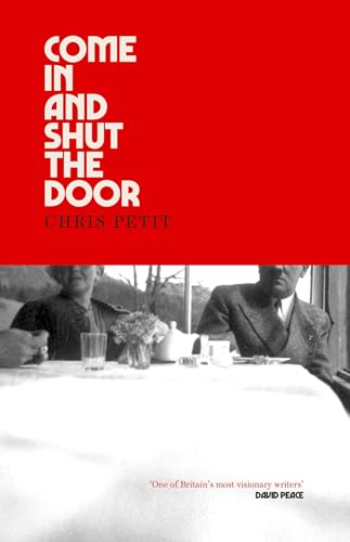 Book cover with red top half, white text, and a black-and-white photo below.