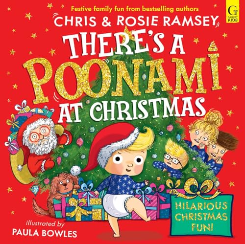 Book cover: “There’s a Poonami at Christmas” with Santa and children.