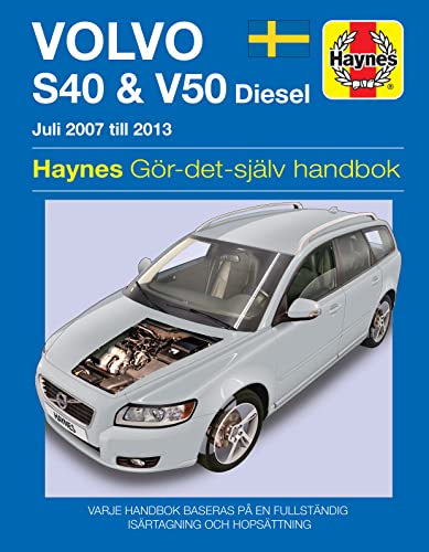 Haynes repair manual cover for Volvo S40 & V50 (2007-2013), silver car.