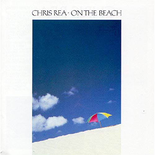 Chris Rea album cover: beach scene with a colorful umbrella.