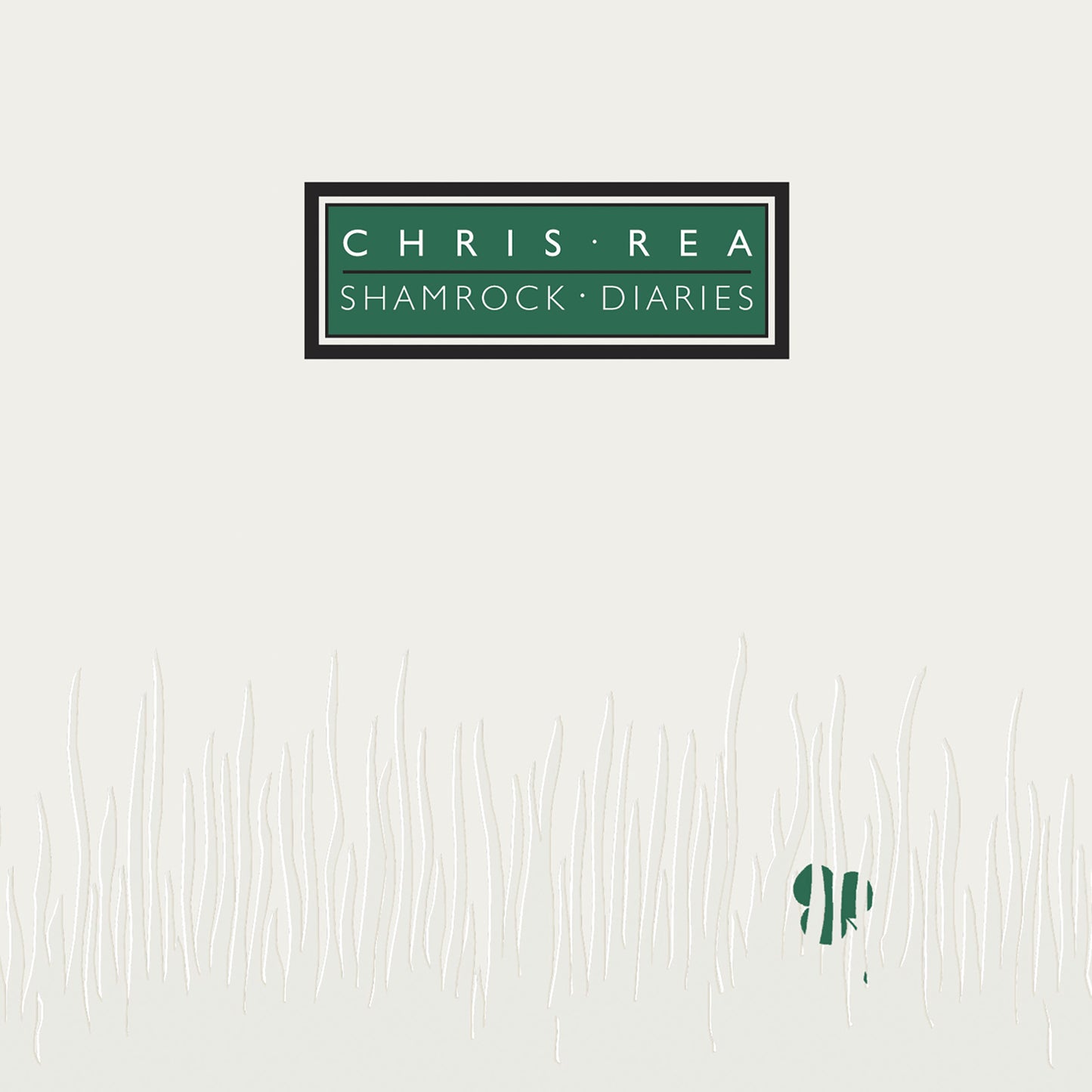 Green vinyl LP record of Chris Rea’s “Shamrock Diaries” with barcode.