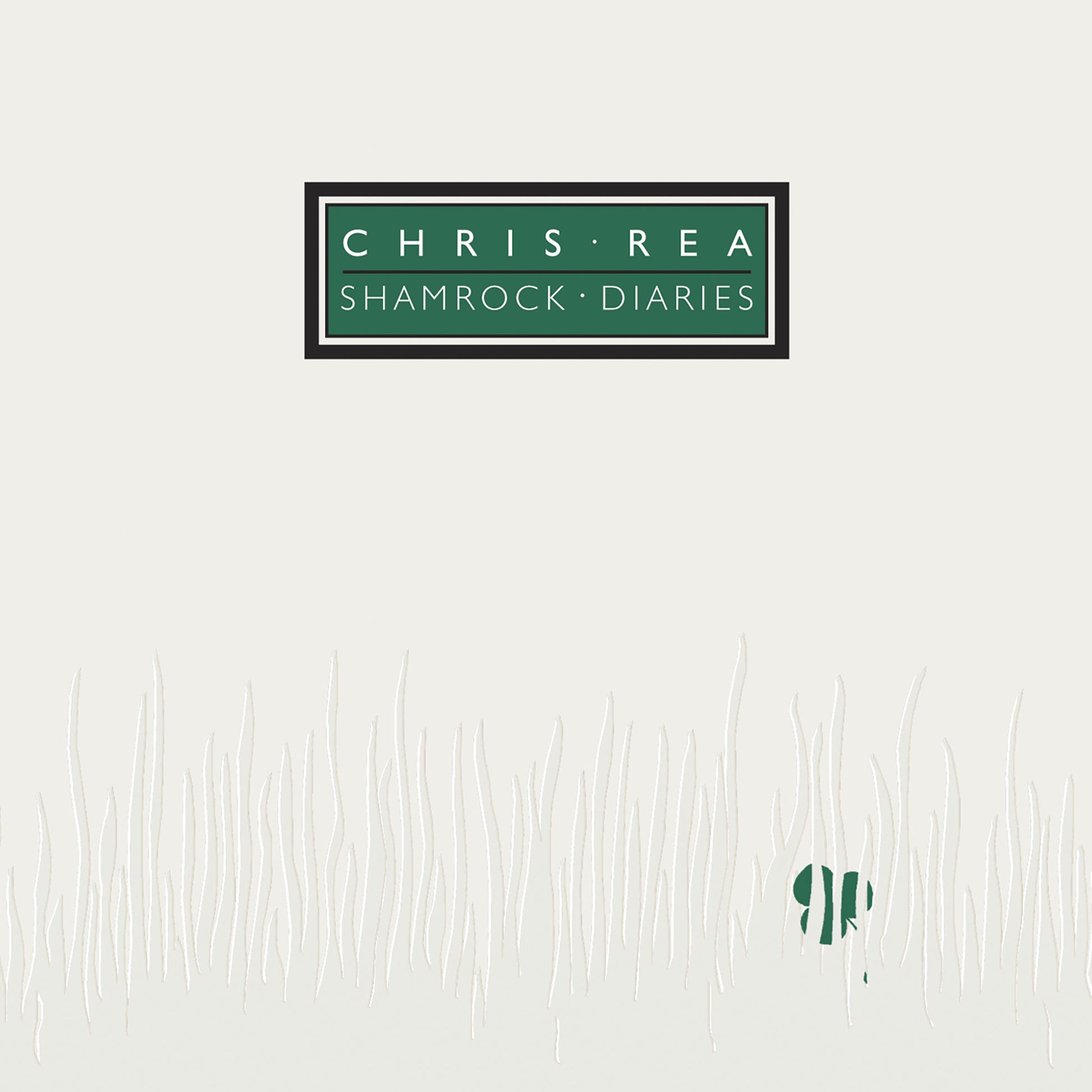 Green vinyl LP record of Chris Rea’s “Shamrock Diaries” with barcode.