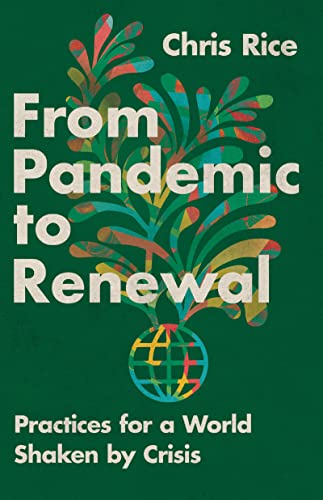 Book cover with colorful foliage and a globe, titled “From Pandemic to Renewal.”