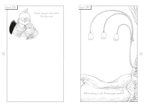 Two pages from a doodle book dated April 29 and 30 with drawing prompts.