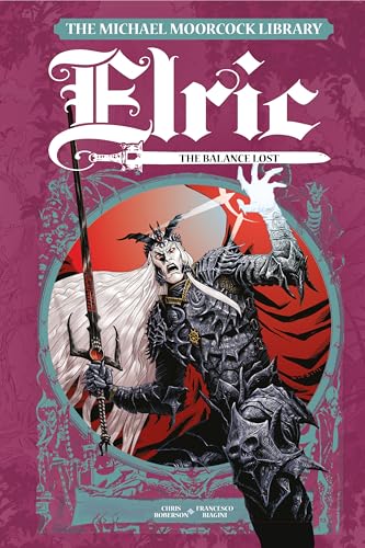 Book cover: Elric, a pale warrior with a sword, against a red background.