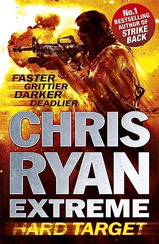 Book cover: man with gun, explosions, text “Chris Ryan Extreme: Hard Target”.