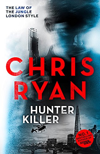 Book cover featuring a man with a gun, city skyline, and red text.