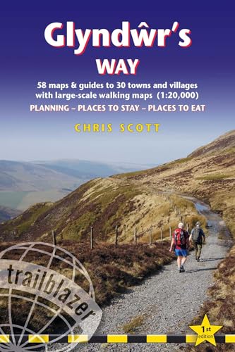 Walking guide cover: Glyndŵr’s Way, showing a hiker on a rural path.
