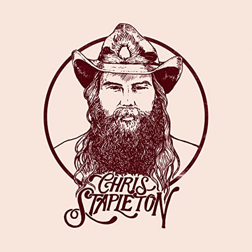 Line drawing of Chris Stapleton in a cowboy hat inside a circular frame.