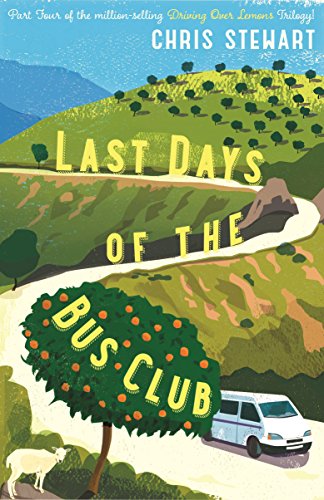 Book cover: winding road, orange tree, van, and goats in a landscape.