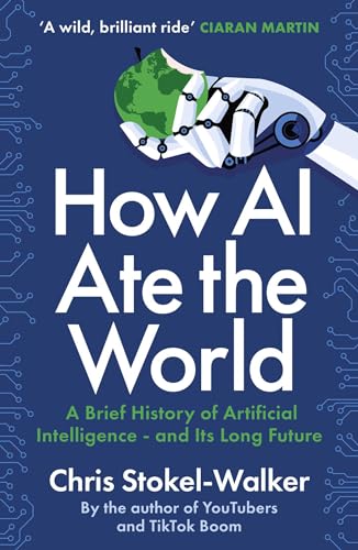 Book cover: robotic hand holding a globe with a bite taken out.