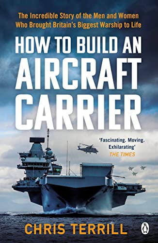 Book cover: “How to Build an Aircraft Carrier” with warship image.