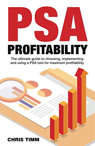 Book cover with red "PSA Profitability" text, graph illustration, and author's name.