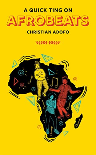 Book cover with yellow background, black Africa map silhouette, and three people dancing.