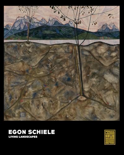 Egon Schiele painting of trees, mountains, and textured earth below.
