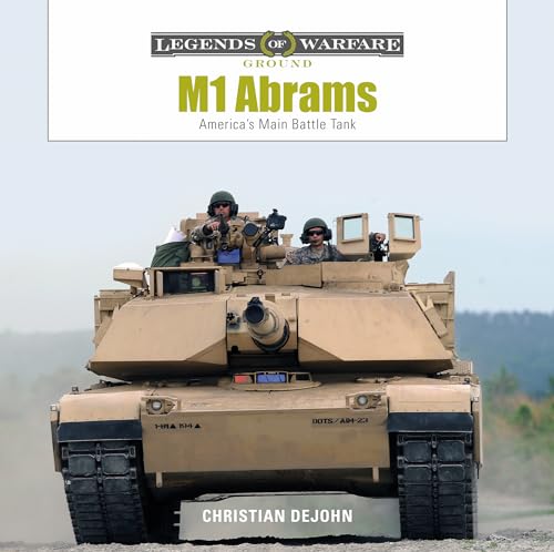 M1 Abrams tank with crew, front view, desert camouflage.