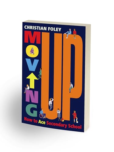 Book cover for "Moving Up" with illustrated figures ascending stairs.