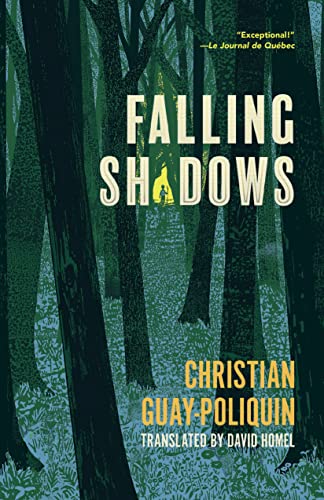 Book cover: dark forest scene with title "Falling Shadows" in white text.