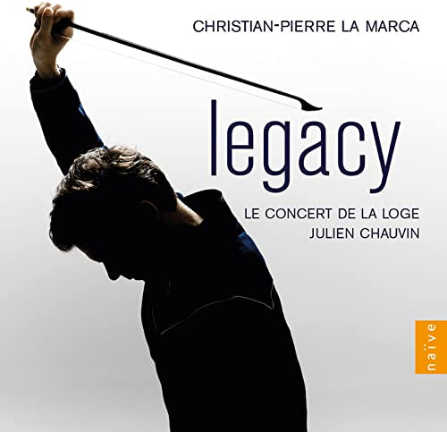 CD cover: Silhouette of a conductor with the word "legacy" in white.