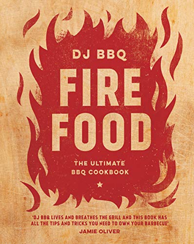 Cookbook cover with red flames and bold text: “Fire Food: The Ultimate BBQ Cookbook.”