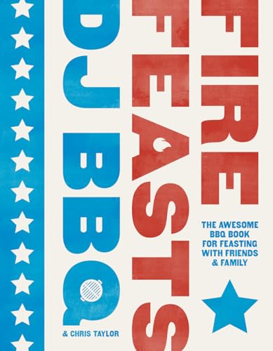 Book cover with bold red and blue text, BBQ imagery, and stars.
