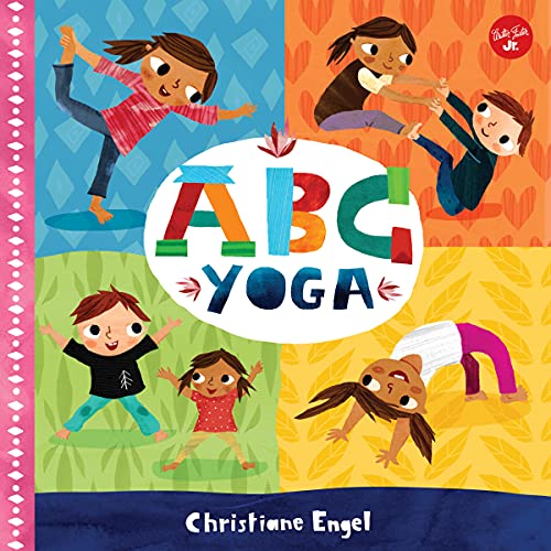 Book cover with colorful illustrations of children doing yoga poses.