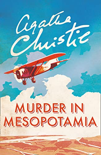 Book cover: "Murder in Mesopotamia" with an airplane and desert landscape.