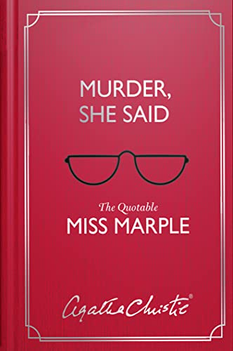 Red book cover with glasses and text: “Murder, She Said” by Agatha Christie.