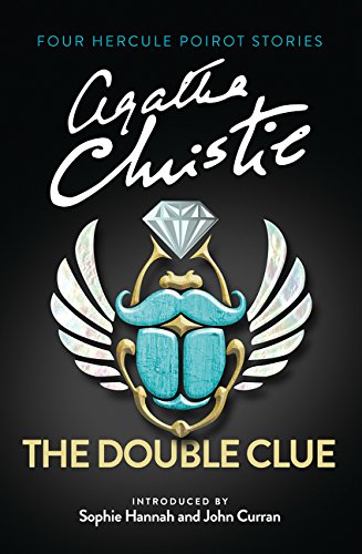 Book cover for "The Double Clue" by Agatha Christie, featuring a scarab.