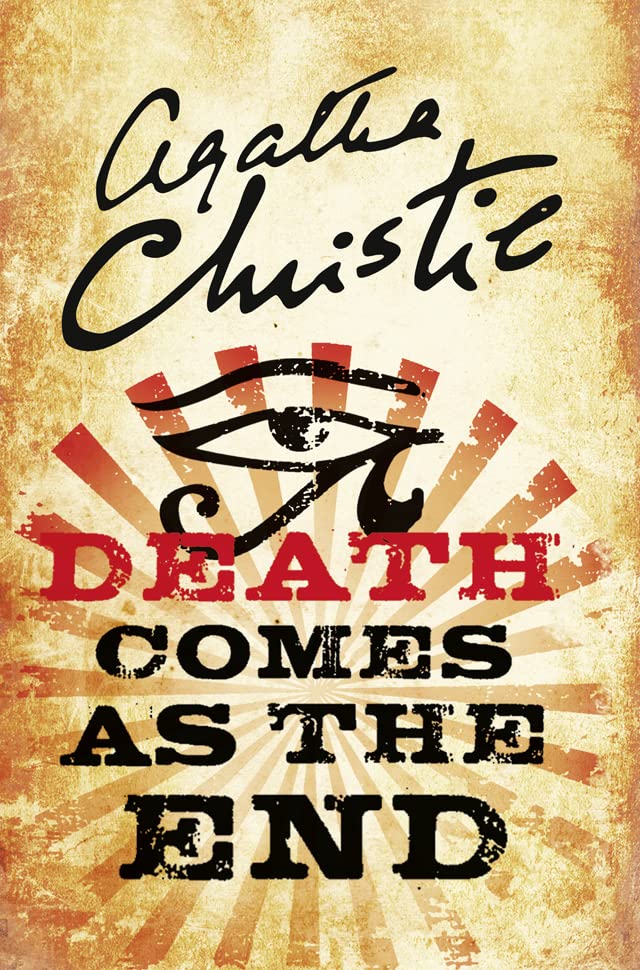 Book cover for "Death Comes as the End" by Agatha Christie, with an eye symbol.