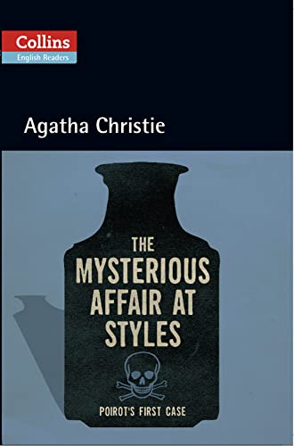 Book cover for The Mysterious Affair at Styles by Agatha Christie with poison bottle graphic.