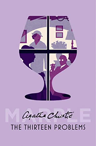 Book cover for Agatha Christie’s “The Thirteen Problems” with purple silhouettes.